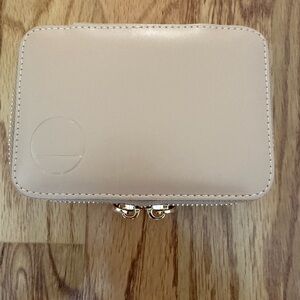 Hello Adorn Beige Leather Travel Jewelry Case
